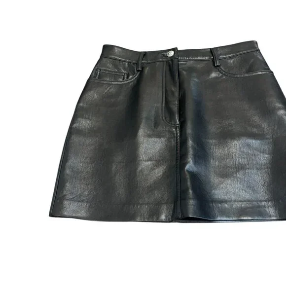 Aritzia Wilfred Dakota Black Vegan Leather Mini Skirt Size 4 - Picture 2 of 8